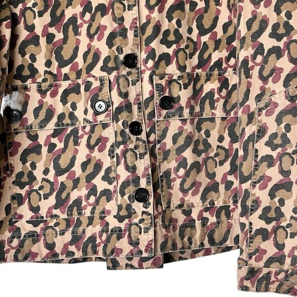VERONICA BEARD M Mercer Leopard Print Beige Khaki Button Jacket - Picture 7 of 14